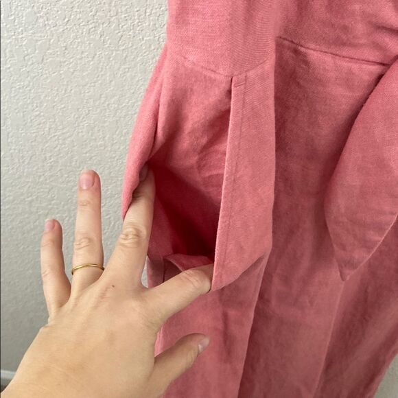 LOFT Pink Linen Blend Front Knot Jumpsuit size Small - Picture 4 of 12